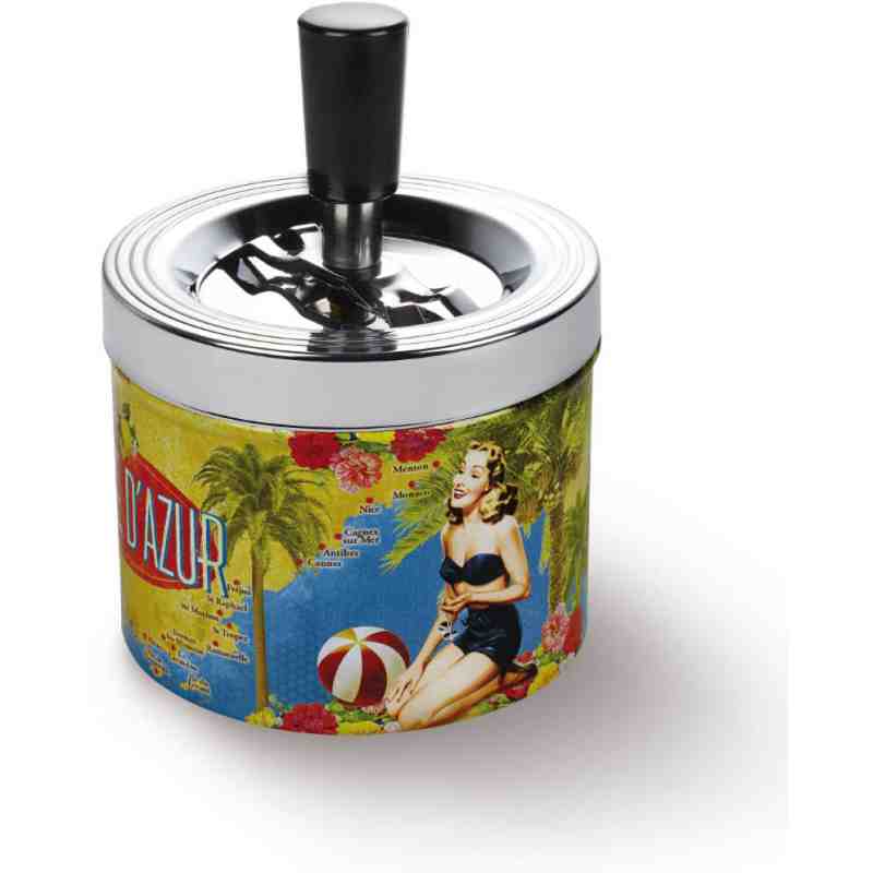 Cendrier poussoir métal rétro vintage "Côte d'Azur" Cendrier poussoir métal rétro vintage "Côte d'Azur"