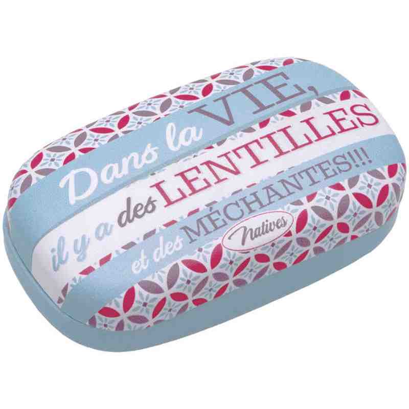 Étui à lentilles "Des lentilles et des méchantes" - Natives. Étui à lentilles "Des lentilles et des méchantes" - Natives.