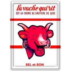 Plaque métal "Vache Qui Rit - Crème De Gruyère De Luxe" - 15 x 21 cm.