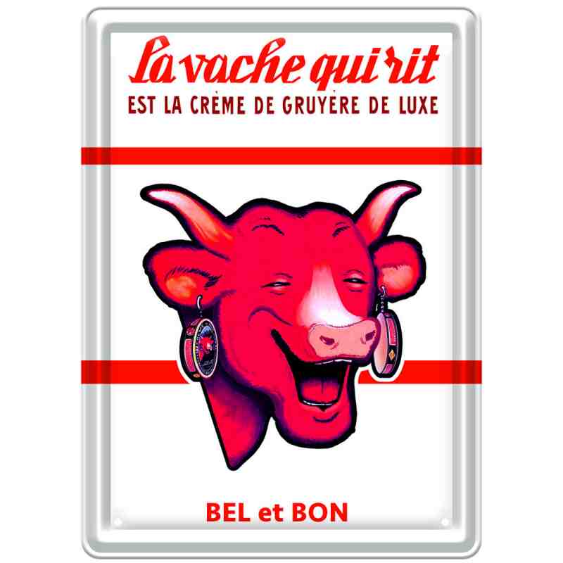 Plaque métal "Vache Qui Rit - Crème De Gruyère De Luxe" - 15 x 21 cm.