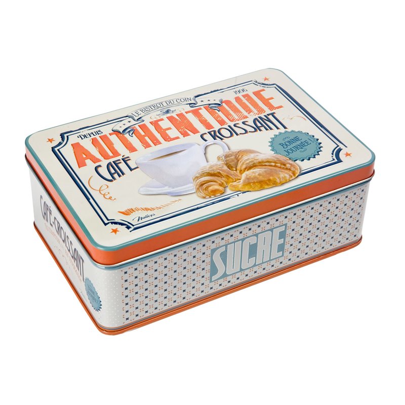 Boite métal style ancienne "Café Croissant" rétro vintage Boite métal style ancienne "Café Croissant" rétro vintage