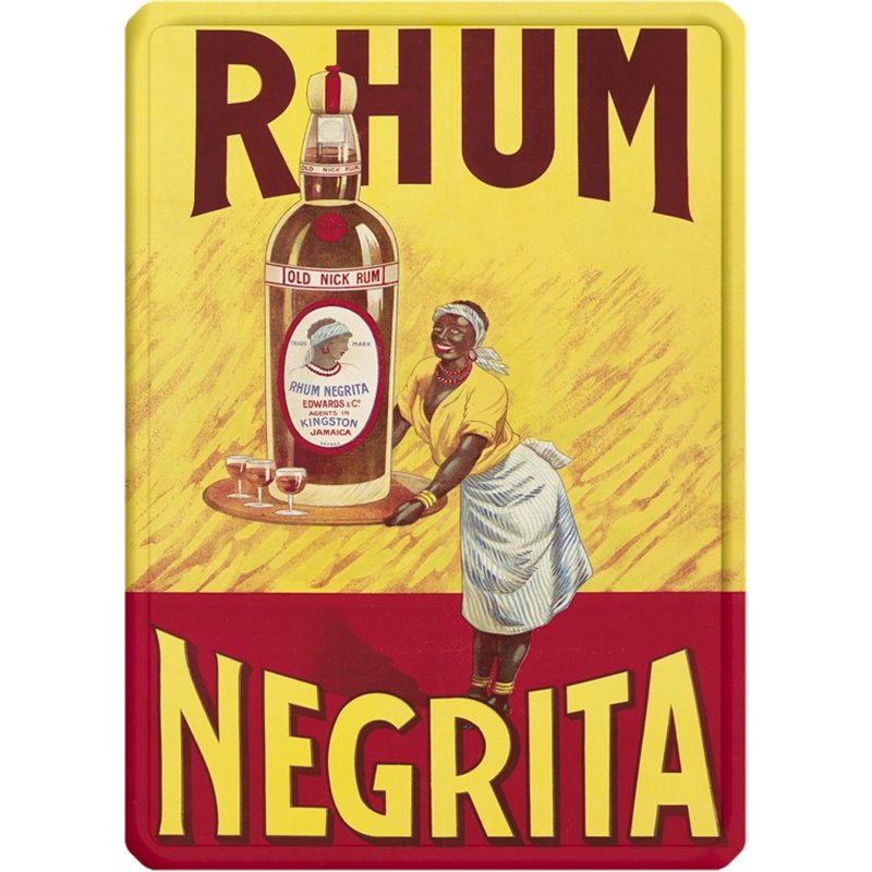 Plaque métal "Rhum Negrita" - style vintage - 30 x 40 cm