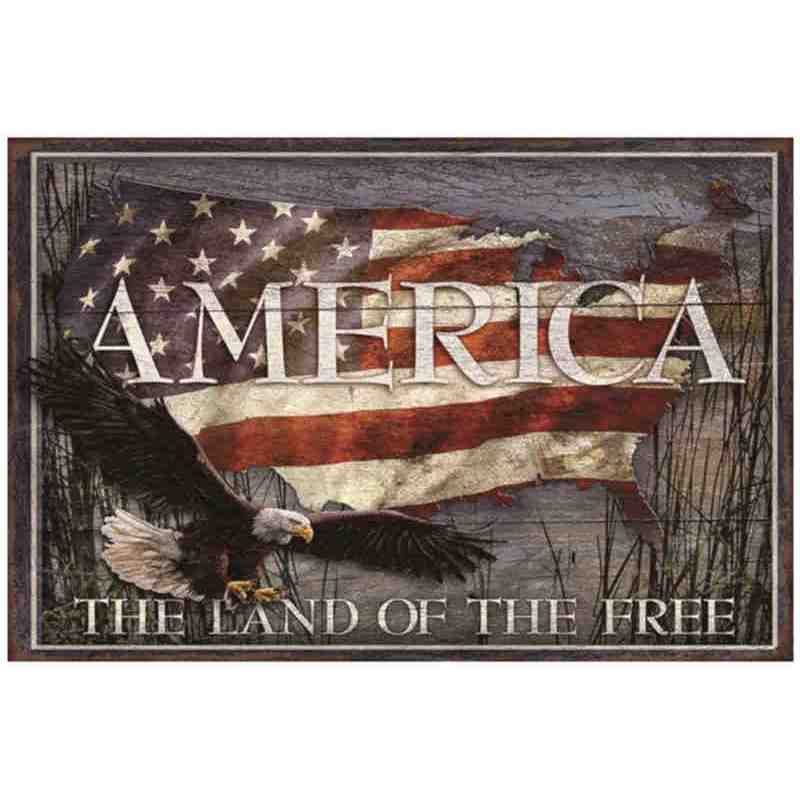 Plaque Métal "America - The Land Of The Free"