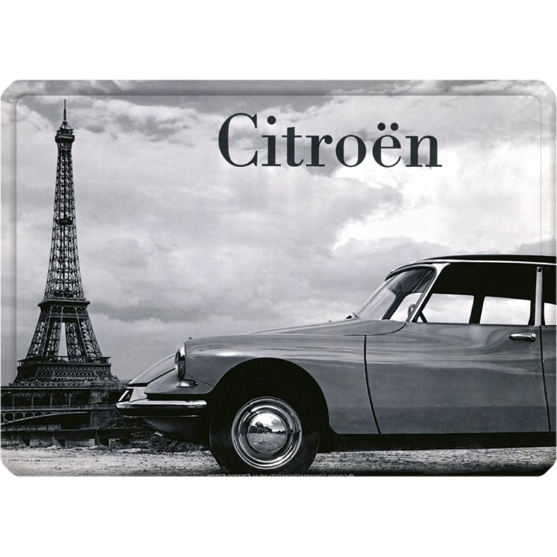 Plaque métal Citroen DS Tour Eiffel - auto ancienne 15 x 21 Plaque métal Citroen DS Tour Eiffel - auto ancienne 15 x 21