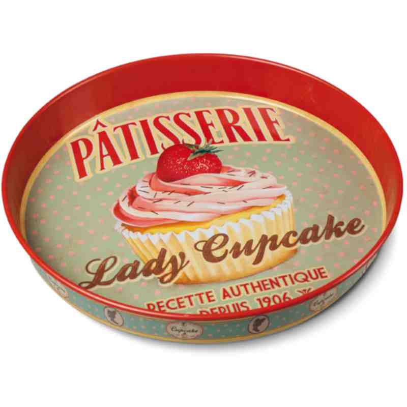 Plateau Rond En Métal "Lady Cup Cake". Plateau Rond En Métal "Lady Cup Cake".