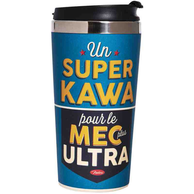 Mug Thermos "Super KAWA" - Natives Déco. Mug Thermos "Super KAWA" - Natives Déco.