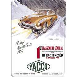 Plaque métal Citroen DS rallye Monte Carlo - Pub Yacco - 15 x 21