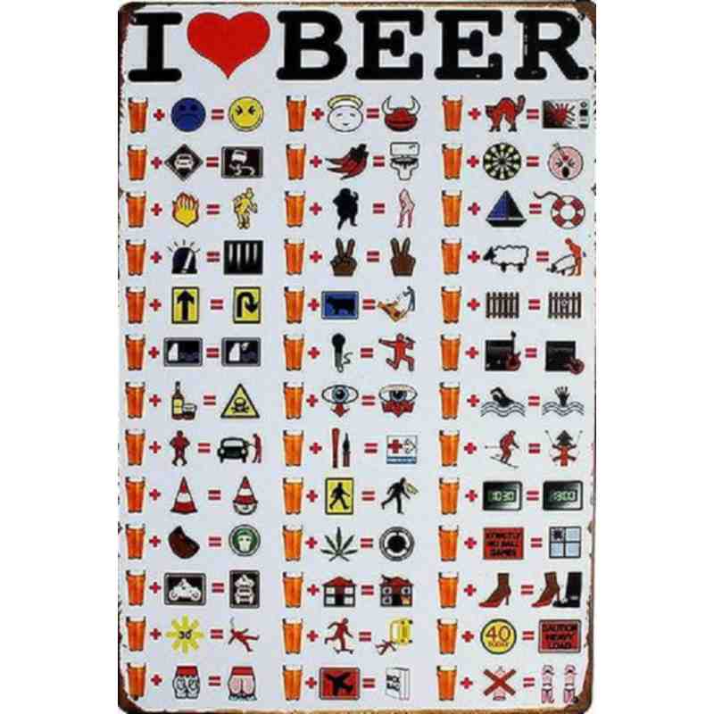 Plaque Métal "I love beer"