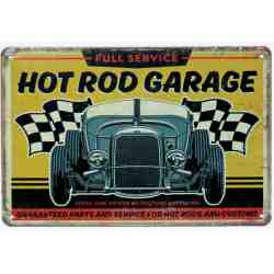Plaque Métal US "Hot rod garage - full service" - 20 x 30 cm.