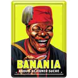 Plaque publicitaire "Banania, exquis déjeuner sucré" - 15 x 21 cm.