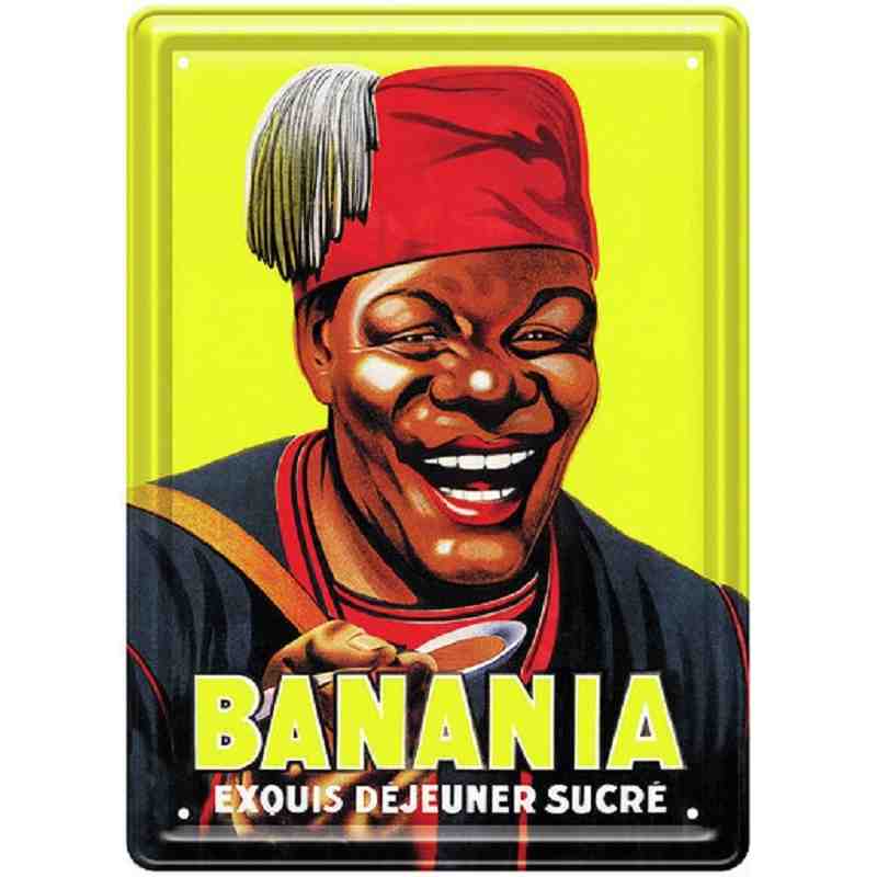 Plaque publicitaire "Banania, exquis déjeuner sucré" - 15 x 21 cm. Plaque publicitaire "Banania, exquis déjeuner sucré" - 15 x 21 cm.