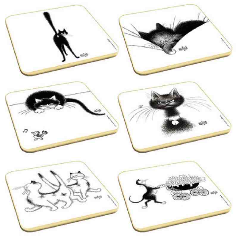 6 dessous de verres "Chats Dubout".