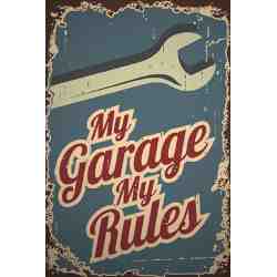 Plaque Métal "My Garage My Rules" - 20 x 30 cm.