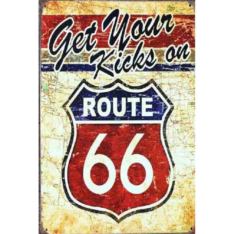 Plaque Métal US "Route 66 - Get your kicks on"