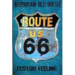 Plaque Métal US "American Old Route 66" - 20 x 30 cm.