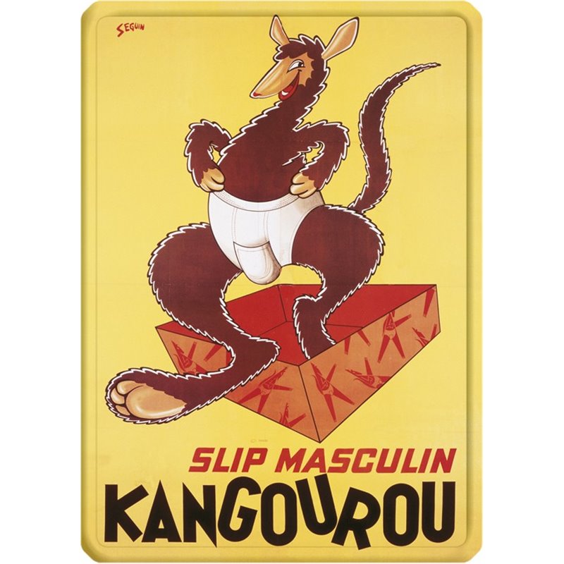 Plaque métal pub ancienne "Slip Kangourou" - 15 x 21