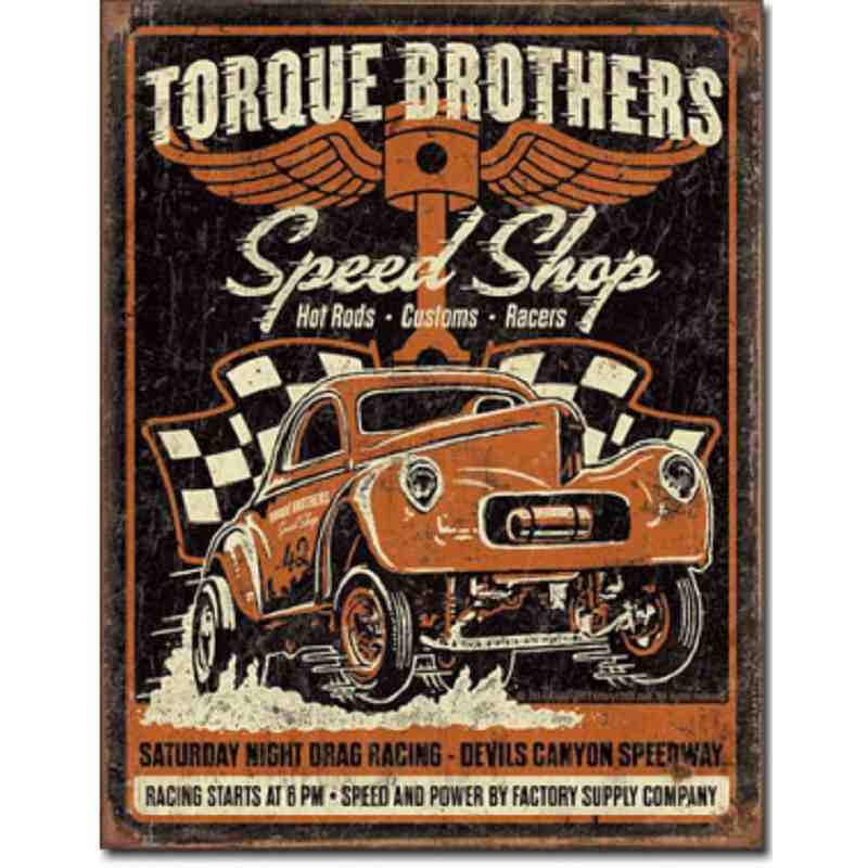 Plaque Publicitaire "Torque Brothers" - 20 x 30 cm.