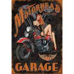 Plaque Métal US "Motorhead Garage" - 20 x 30 cm.