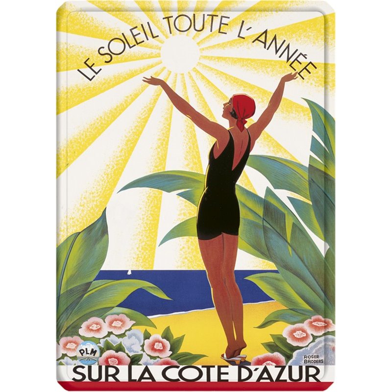 Plaque métal paysage plage "Côte d'Azur" - 15 x 21 cm Plaque métal paysage plage "Côte d'Azur" - 15 x 21 cm