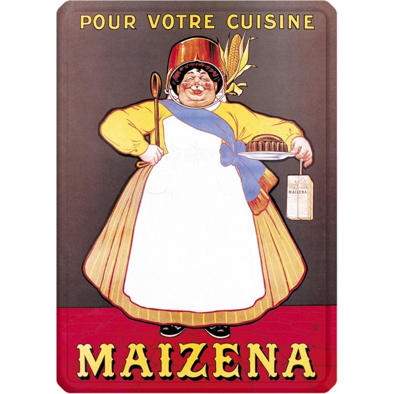 Plaque métal publicité ancienne "Maizena" - 15 x 21 cm