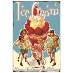 Plaque Métal Déco "Ice Cream - We All Scream" - 20 x 30 cm.