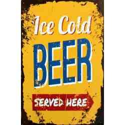 Plaque Métal "Ice Cold Beer"  - 20 x 30 cm.
