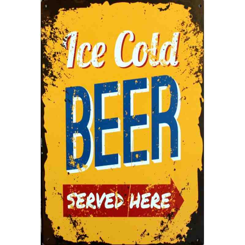 Plaque Métal "Ice Cold Beer"  - 20 x 30 cm.