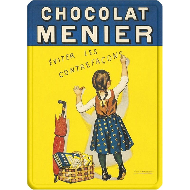 Plaque métal pub ancienne " Chocolat Menier" - 15 x 21 cm