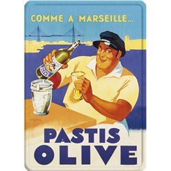 Plaque en métal publicitaire "Pastis Olive" - 15 x 21 cm