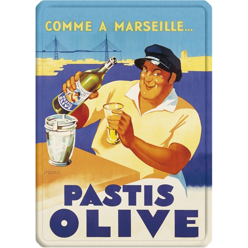 Plaque en métal publicitaire "Pastis Olive" - 15 x 21 cm Plaque en métal publicitaire "Pastis Olive" - 15 x 21 cm
