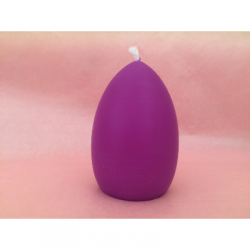 bougie artisanale en forme oeuf colorée lilas