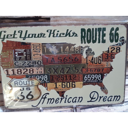 Plaque Route 66 rétro vintage American Dream