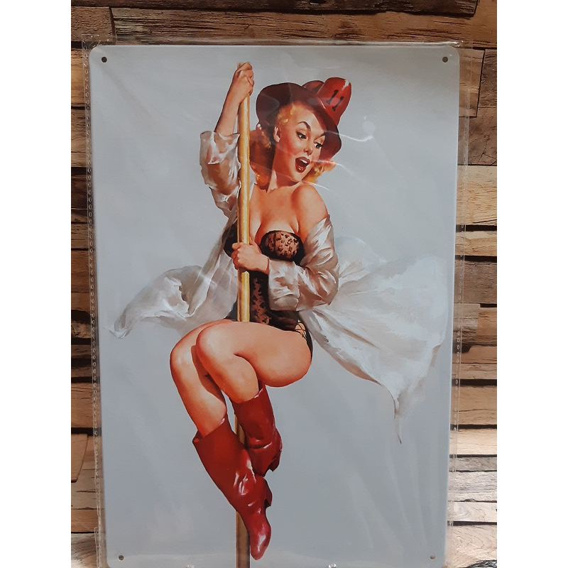 Plaque publicitaire rétro vintage firewomen