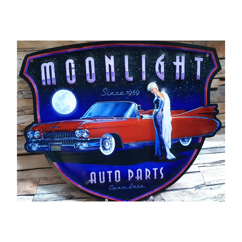 Plaque publicitaire vintage moonlight auto