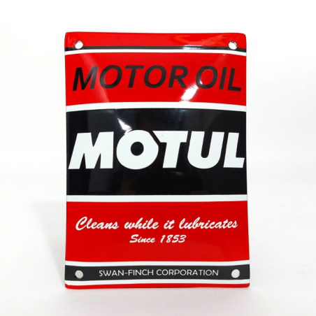 Plaque émaillée Bombée Publicitaire – Logo MOTUL – Métal – Neuf