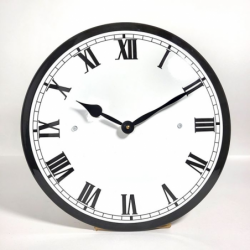 Horloge fond blanc et bord noir - Romain