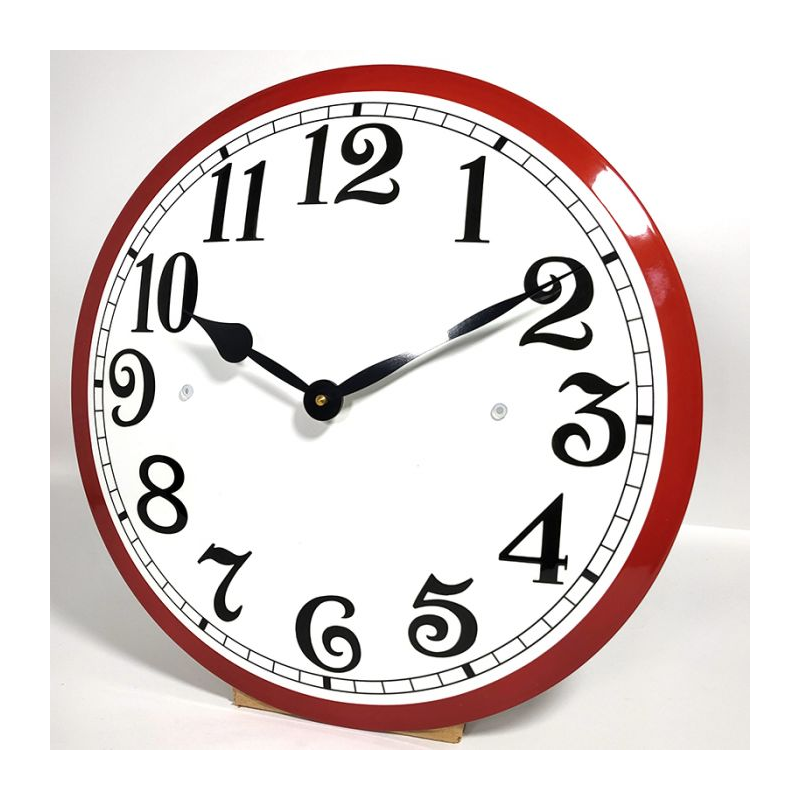 Horloge fond blanc et bord rouge