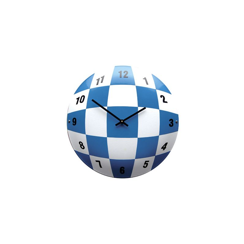 Horloge fond de carrés Bleu et Blanc