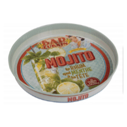 Plateau rond en métal motif Mojito