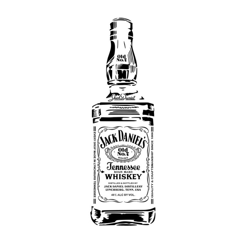 Silhouette de la bouteille Jack Daniel's sur pochoir réutilisable