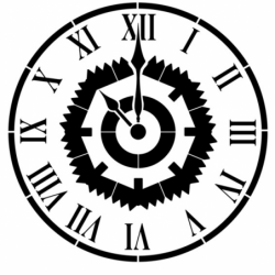 Motif d'horloge mécanique avec engrenages sur pochoir