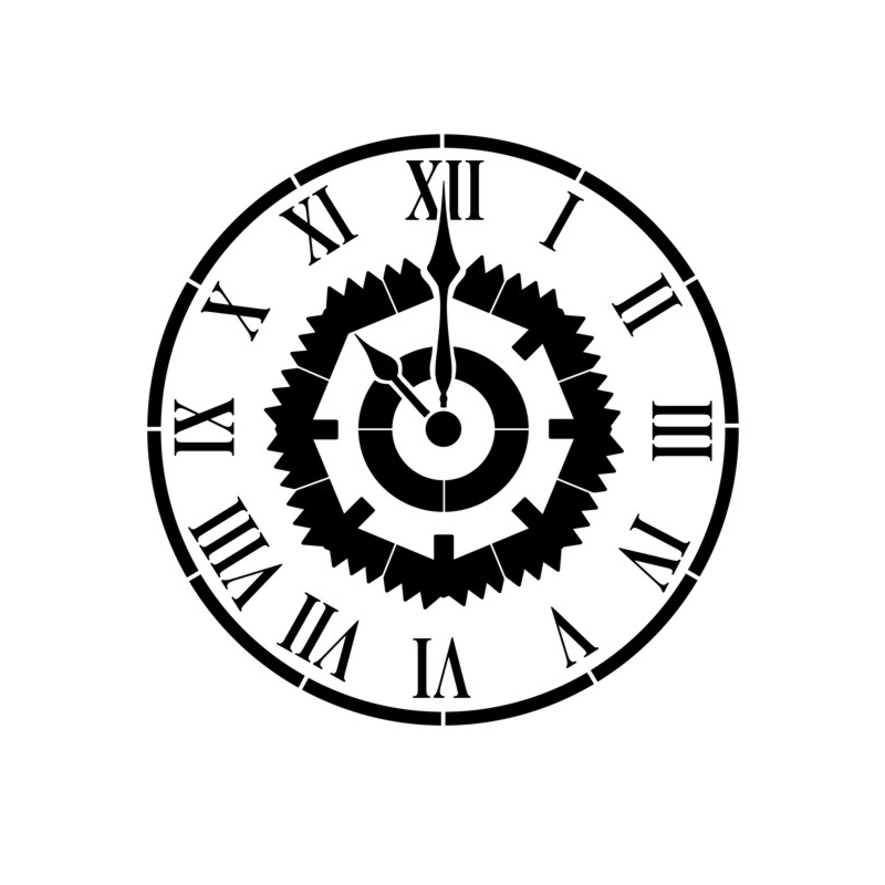 Motif d'horloge mécanique avec engrenages sur pochoir