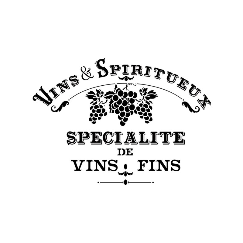 Pochoir d'enseigne vintage sur le thème des Vins et Spiritueux