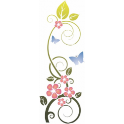 Pochoir avec motifs de fleurs sauvages et papillons stylisés