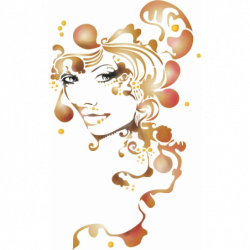 Portrait stylisé de femme avec arabesques