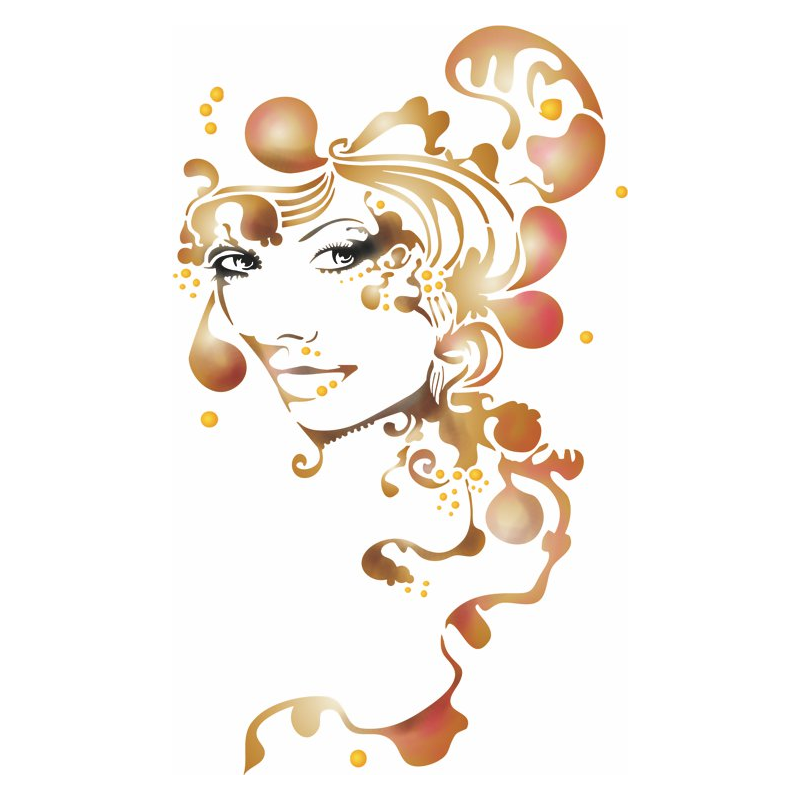 Portrait stylisé de femme avec arabesques