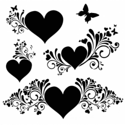 Ensemble de cœurs et papillons avec volutes pour chambre d'enfant