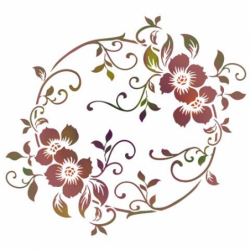 Pochoir circulaire avec motif détaillé de fleurs baroques