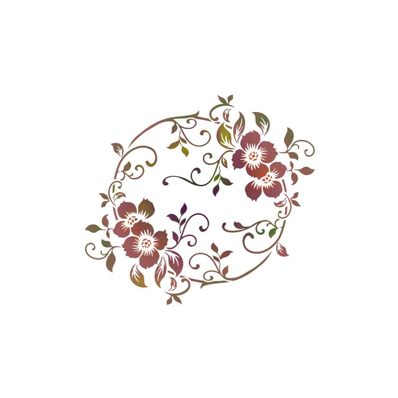 Pochoir circulaire avec motif détaillé de fleurs baroques