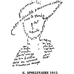 Pochoir du calligramme d'Apollinaire sur mur de bureau